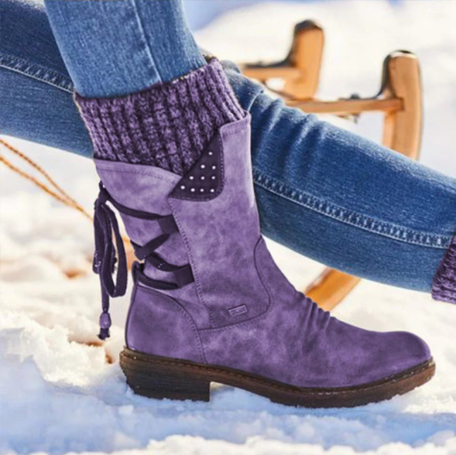 Damen Winter Stiefel | Gestricktes Detail