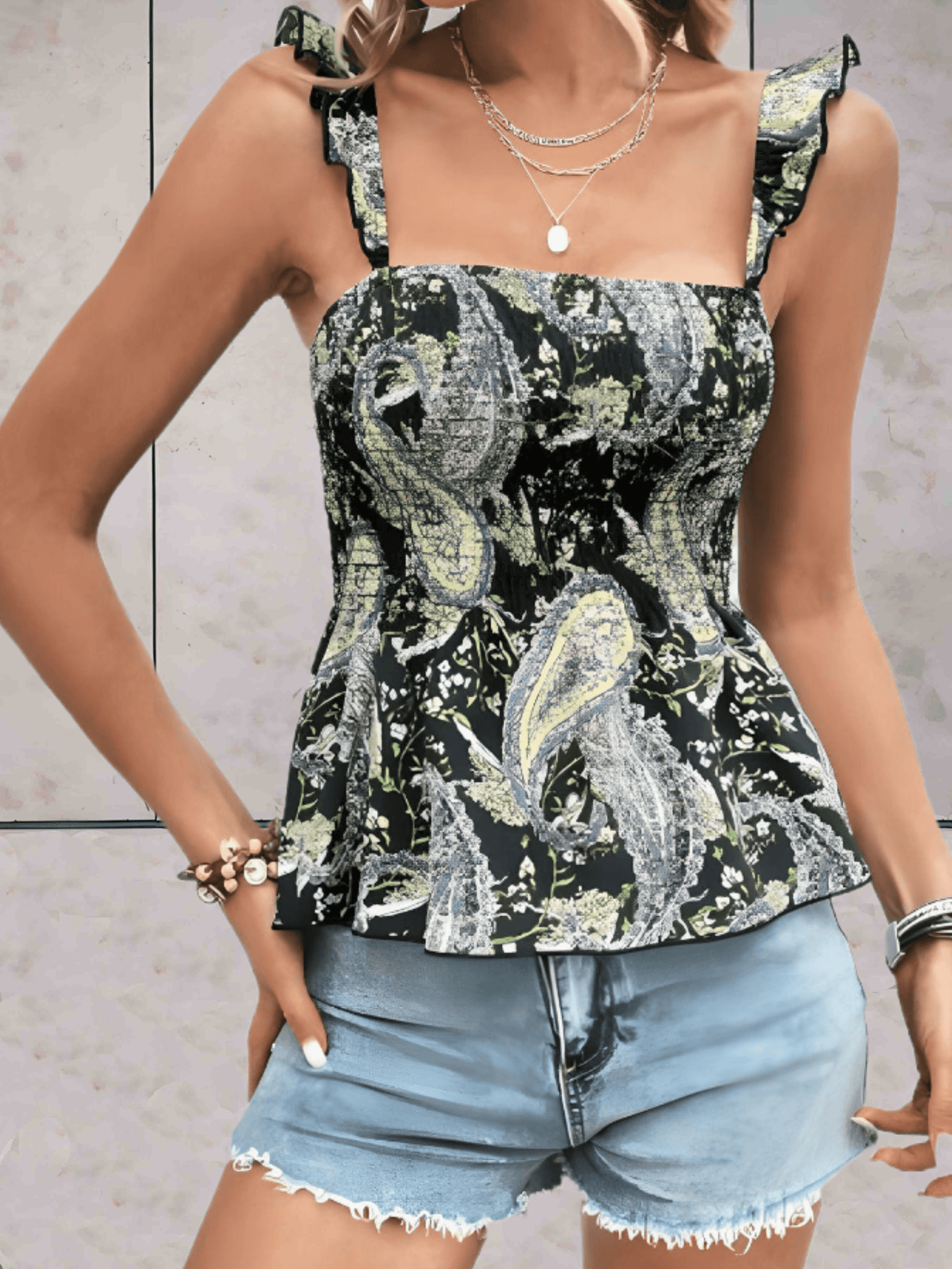 Damen Top Mit Rüschenärmeln | Sommer