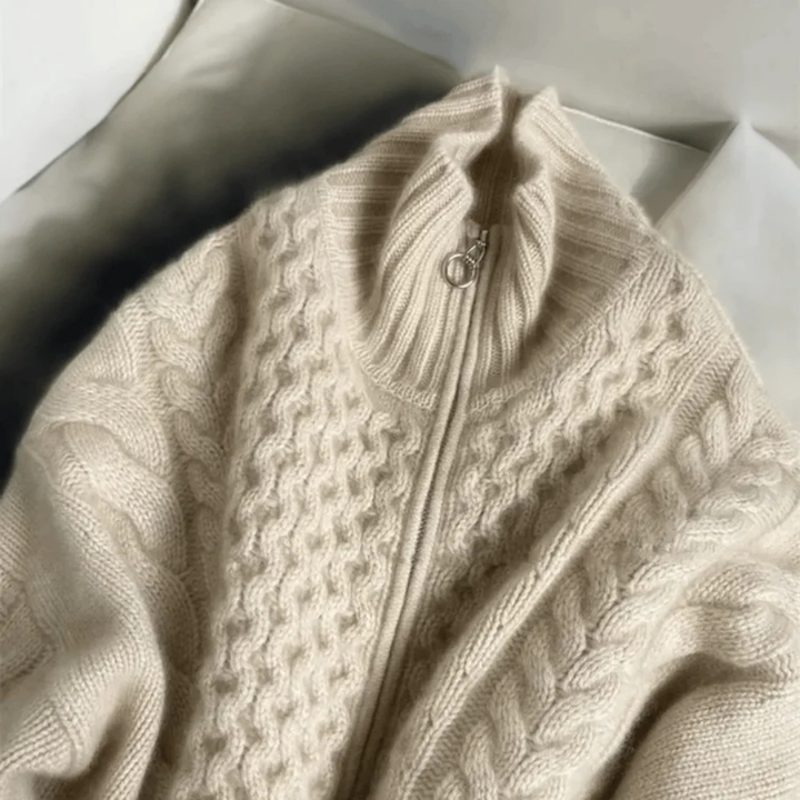 Damen Gestrickt Mit Llangen Ärmeln Strickjacken | Reißverschluss