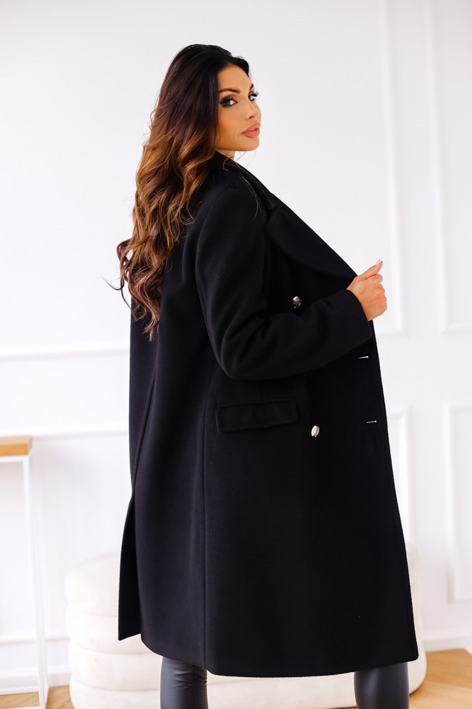 Damen Langer Doppelreihiger Mantel | Elegante