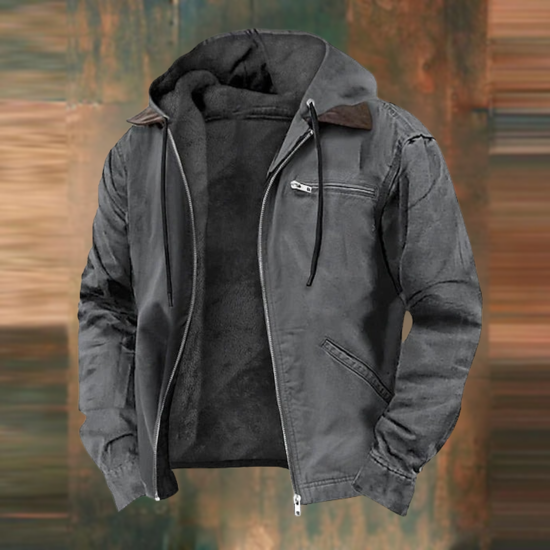 Herren-Winterjacke mit Kapuze | Reißverschluss