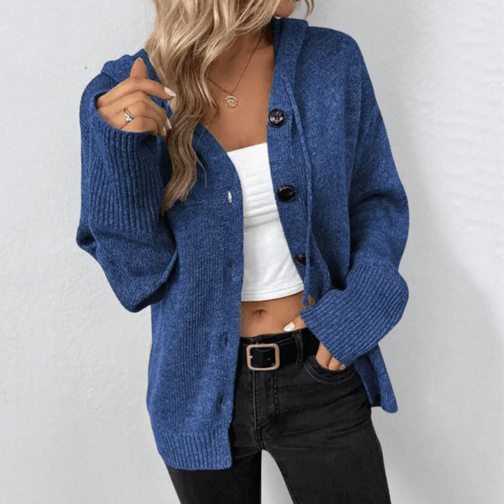 Damen Gestrickt Strickjacke | Knopf Daunen