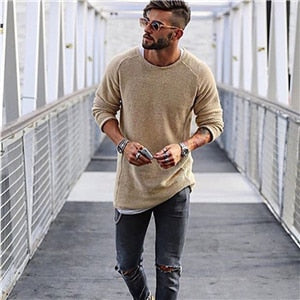 Herren Lässiger Pullover aus strukturiertem Strick | Langarm