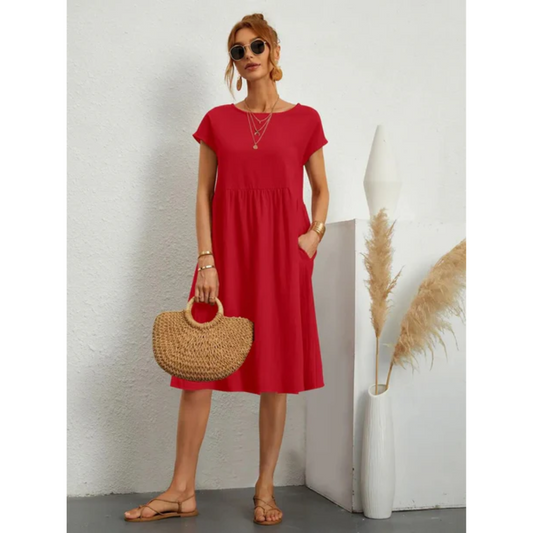 Kurzarm-Sommerkleid für Damen | Midi