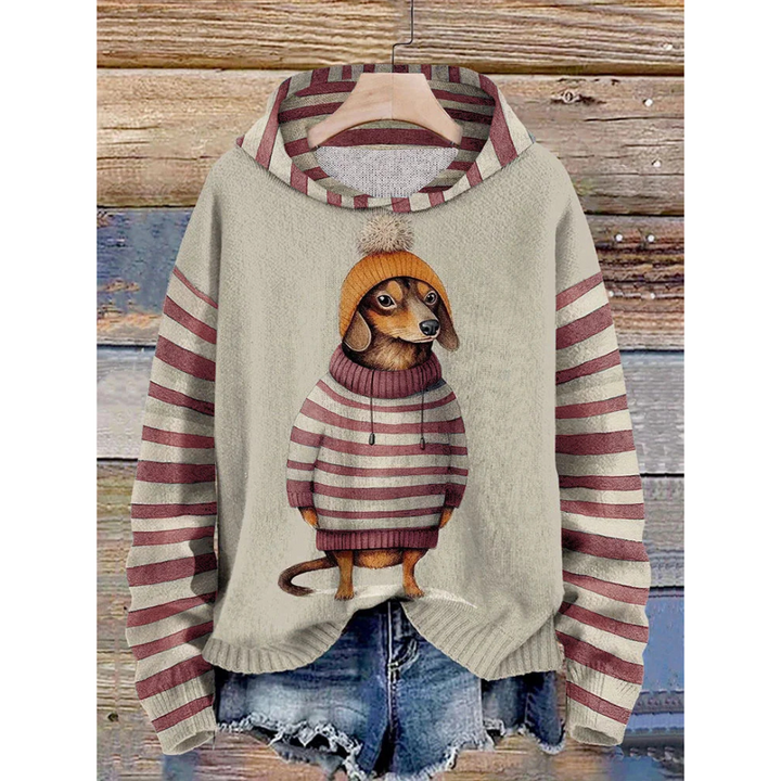 Damen Bedruckter Kapuzenpulli | Gestreift