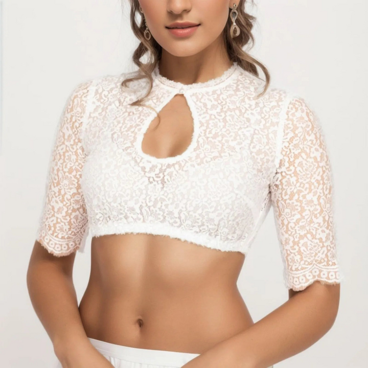 Damen Stilvolles Weiße Oktoberfest Dirndl Bluse