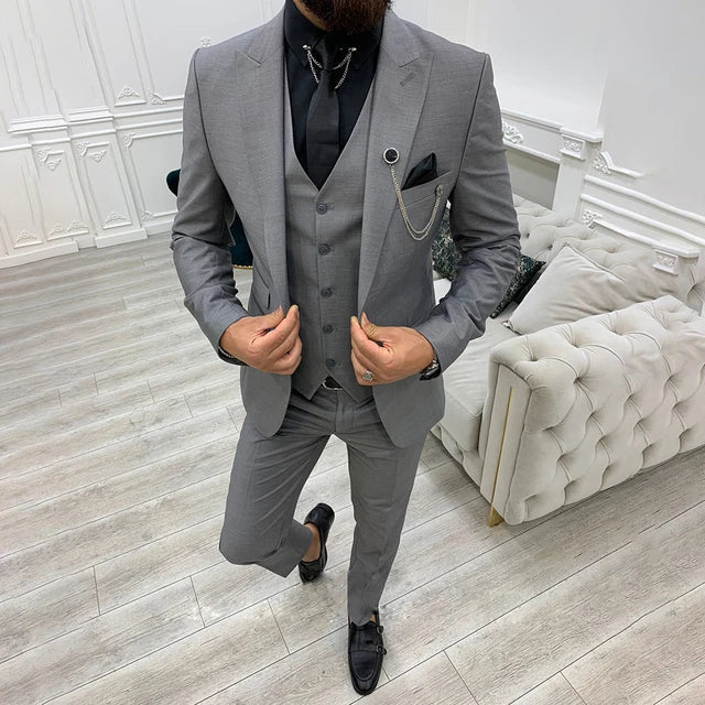 Herren Moderne Schlanke Passform Hochzeit Gast Anzug Set | 3 Stück