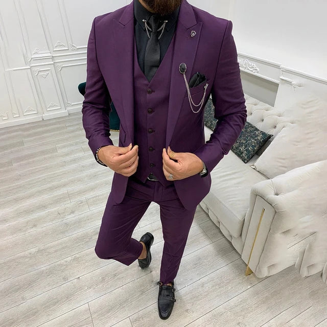 Herren Moderne Schlanke Passform Hochzeit Gast Anzug Set | 3 Stück