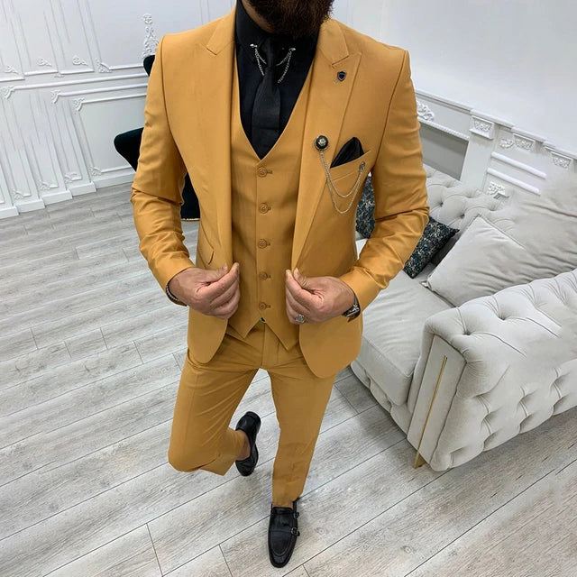 Herren Moderne Schlanke Passform Hochzeit Gast Anzug Set | 3 Stück