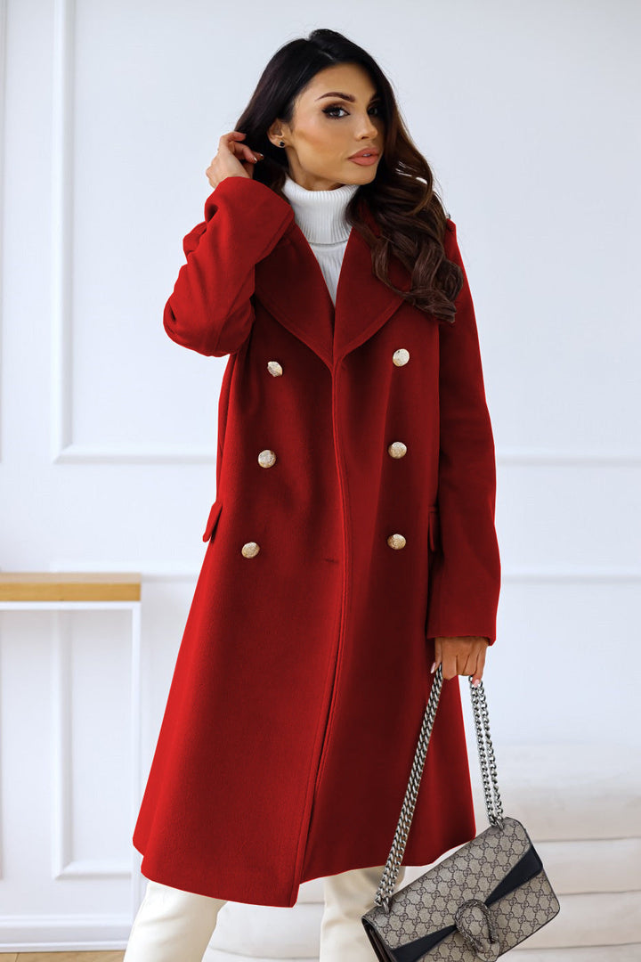 Damen Langer Doppelreihiger Mantel | Elegante
