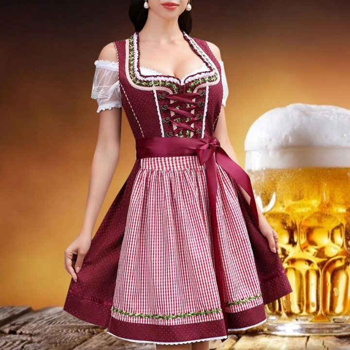 Elegantes rotes Oktoberfest Dirndlkleid für Damen