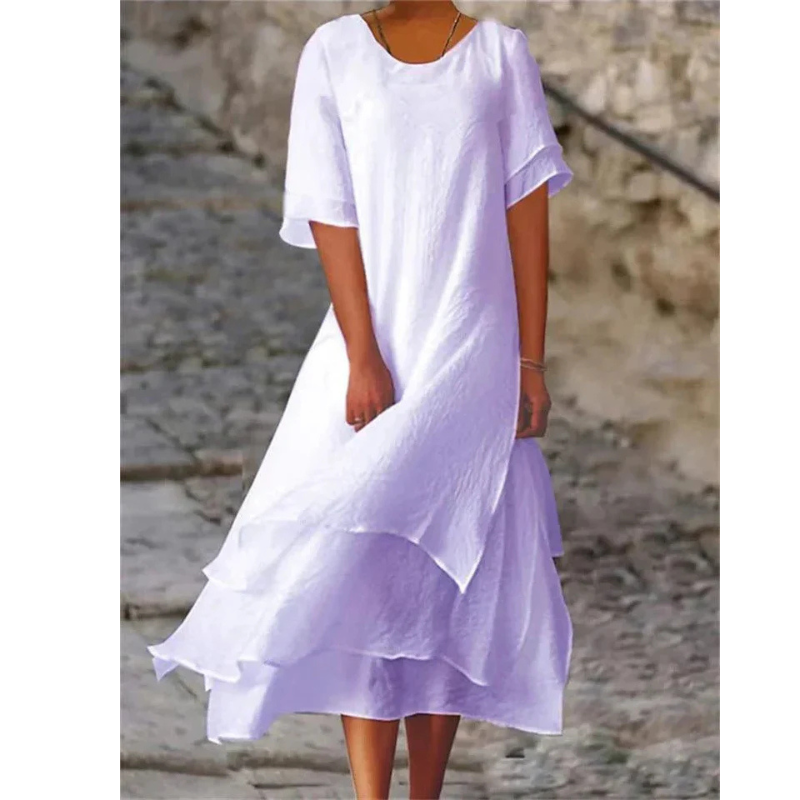 Bequemes Lagenkleid für Damen | Midi