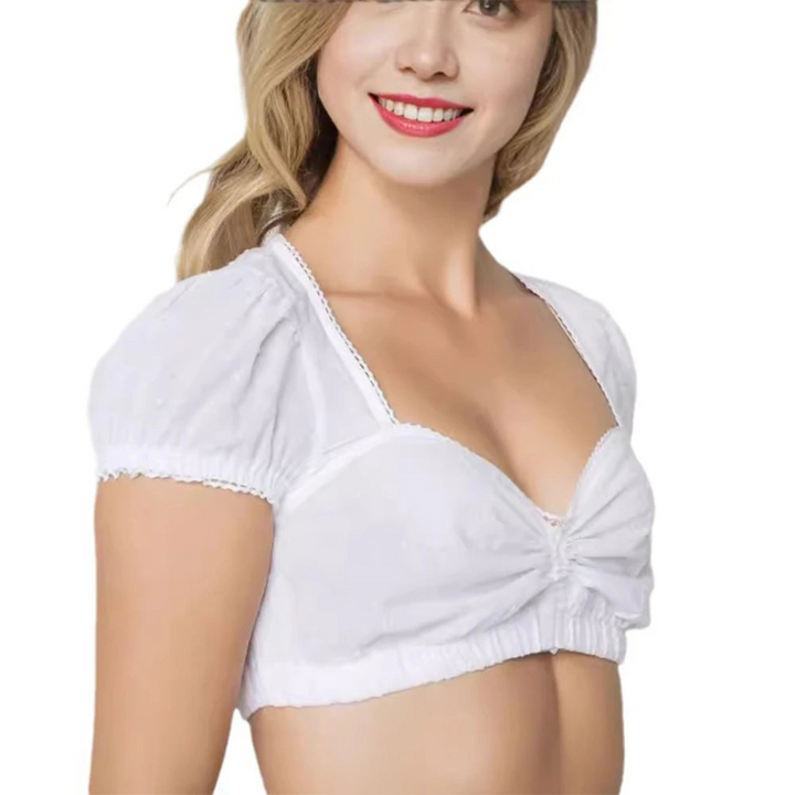 Damen Herzausschnitt Oktoberfest Dirndl Bluse