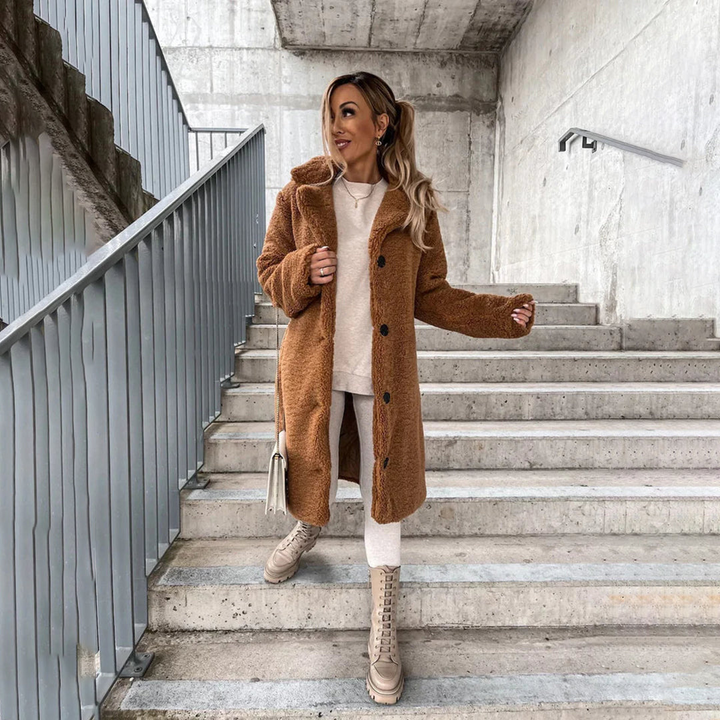 Damen Winter Teddy Mantel | Langarm