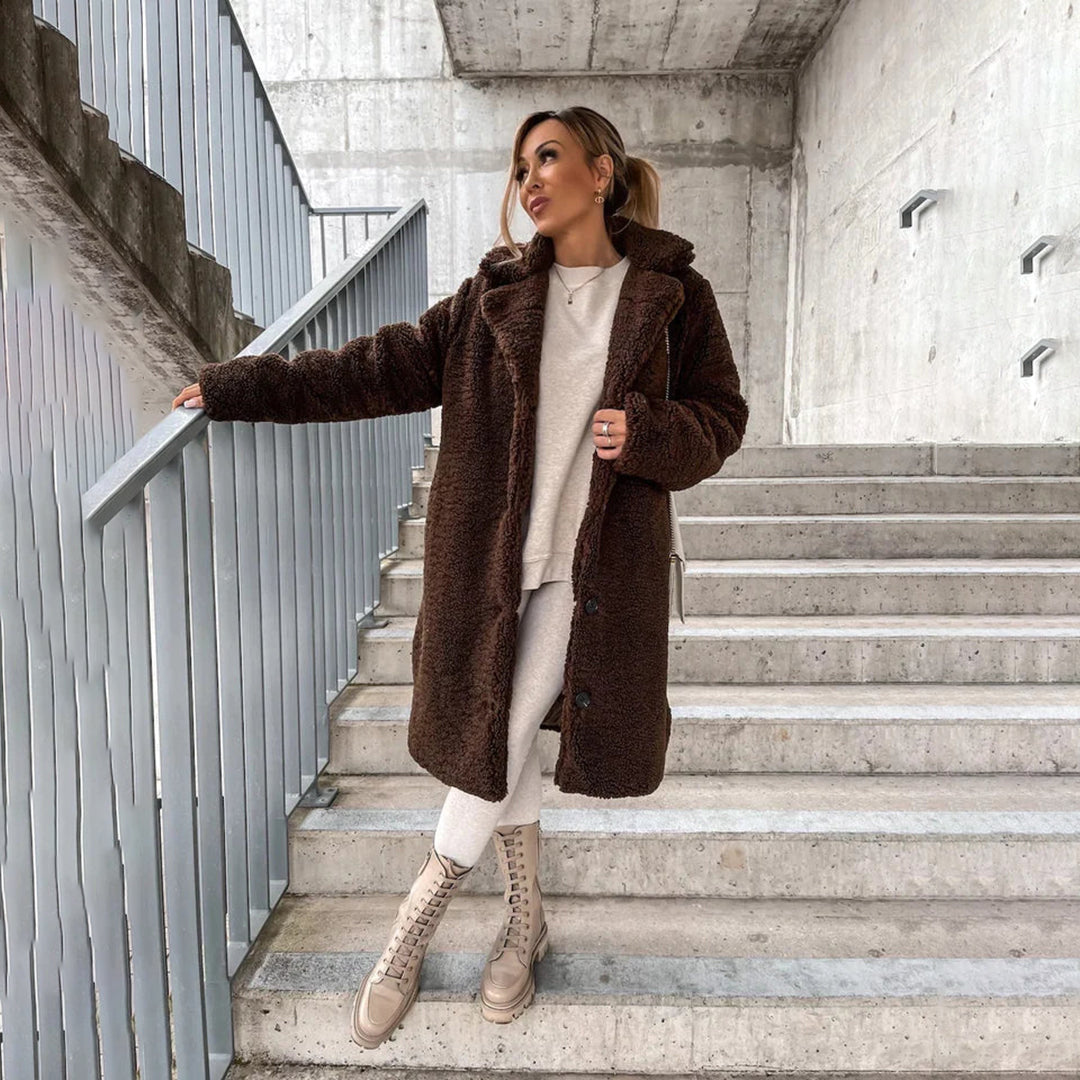 Damen Winter Teddy Mantel | Langarm