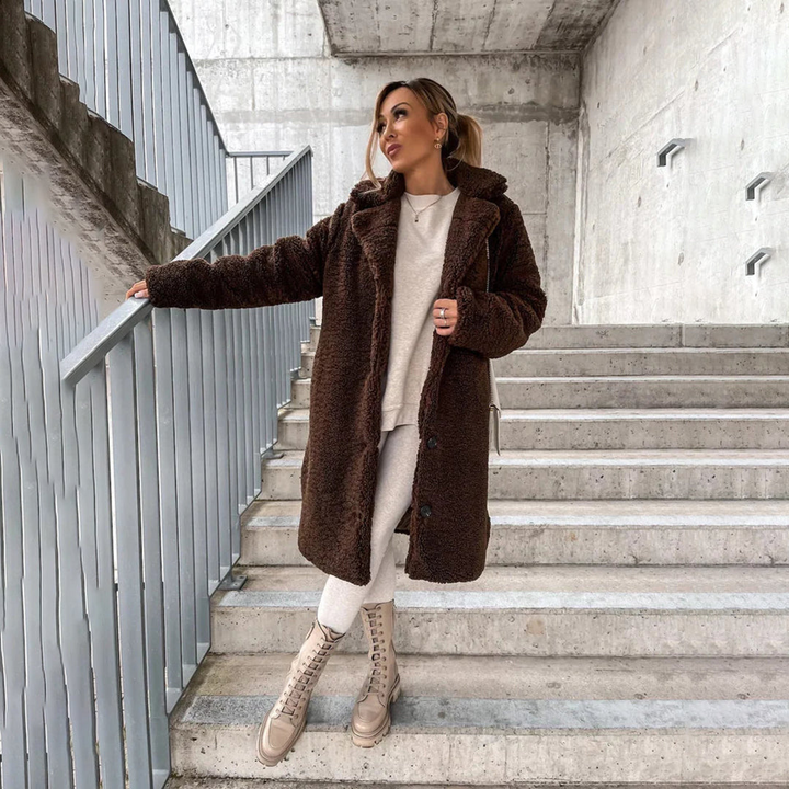 Damen Winter Teddy Mantel | Langarm