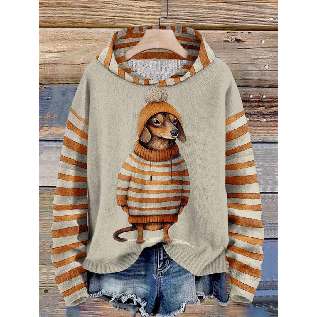 Damen Bedruckter Kapuzenpulli | Gestreift