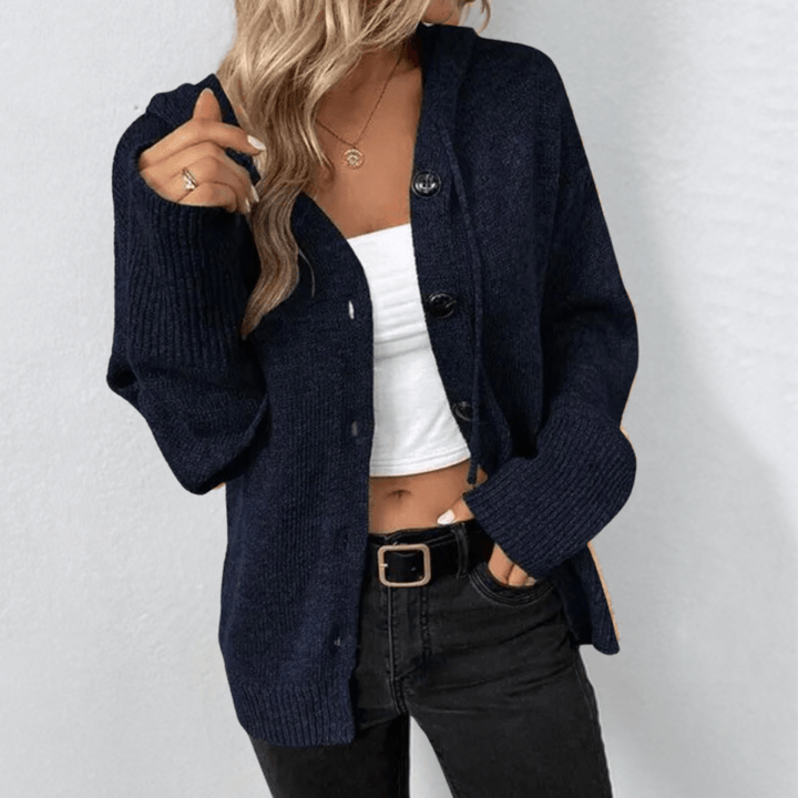 Damen Gestrickt Strickjacke | Knopf Daunen