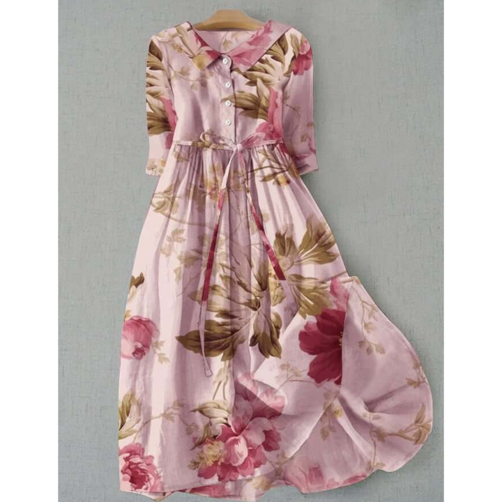 Damen Vintage Elegantes Blumen Kleid | Maxi