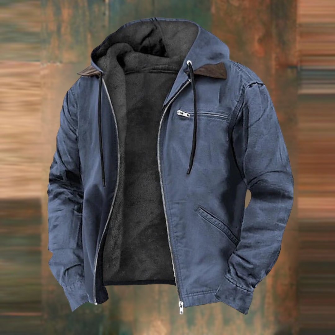 Herren-Winterjacke mit Kapuze | Reißverschluss