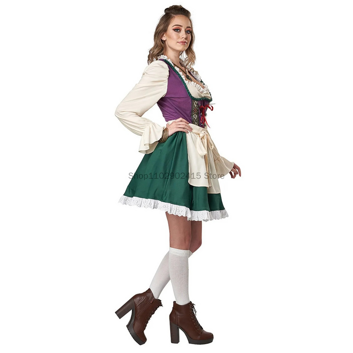 Damen Modische Lange Ärmel Oktoberfest Dirndl Kleid