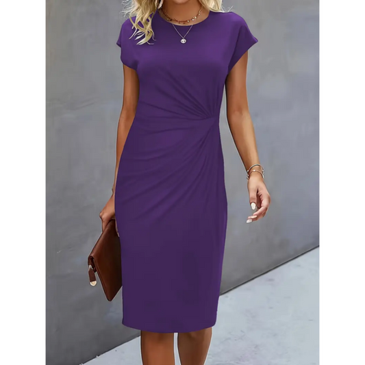 Kurzärmliges Abendkleid für Damen | Midi