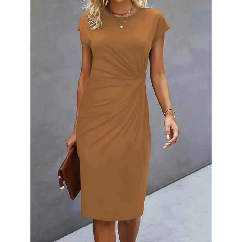 Kurzärmliges Abendkleid für Damen | Midi