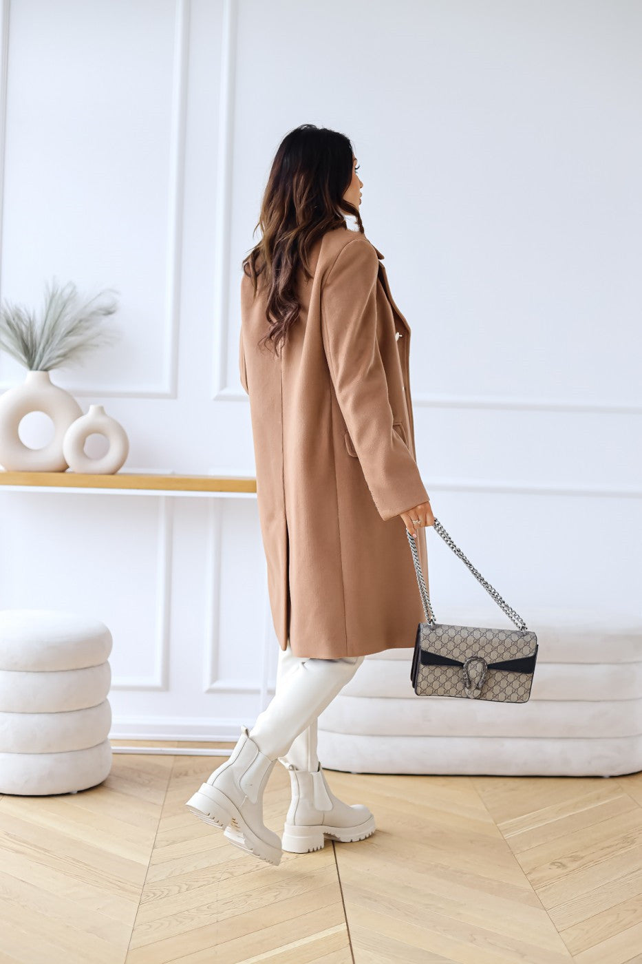 Damen Langer Doppelreihiger Mantel | Elegante