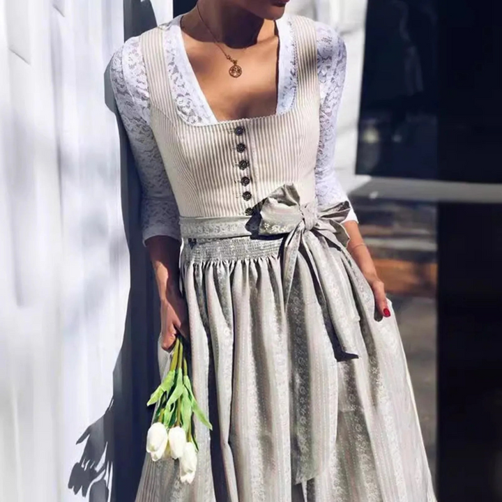 Damen Quadratischer Ausschnitt Oktoberfest Dirndl Kleid