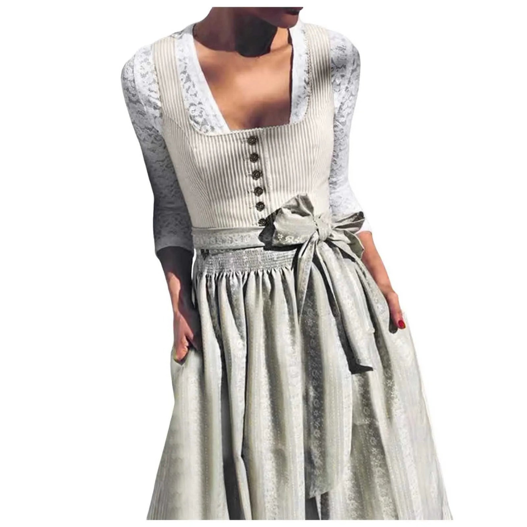 Damen Quadratischer Ausschnitt Oktoberfest Dirndl Kleid