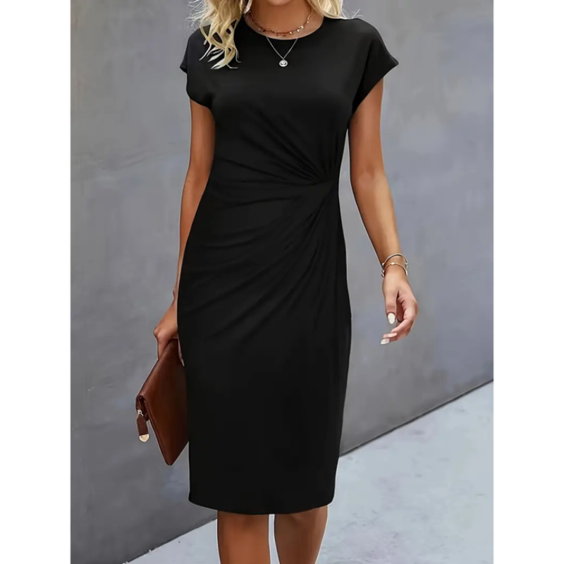 Kurzärmliges Abendkleid für Damen | Midi