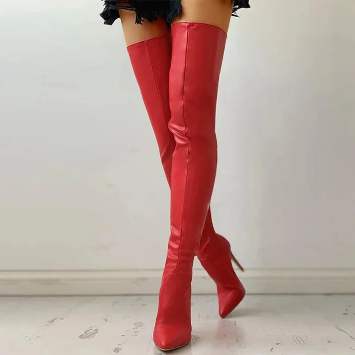 Damen Oberschenkelhoch Spitz Stiefel | Hoher Absatz
