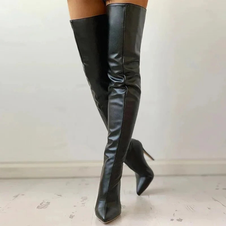 Damen Oberschenkelhoch Spitz Stiefel | Hoher Absatz