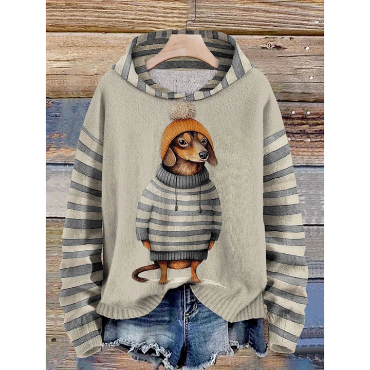 Damen Bedruckter Kapuzenpulli | Gestreift