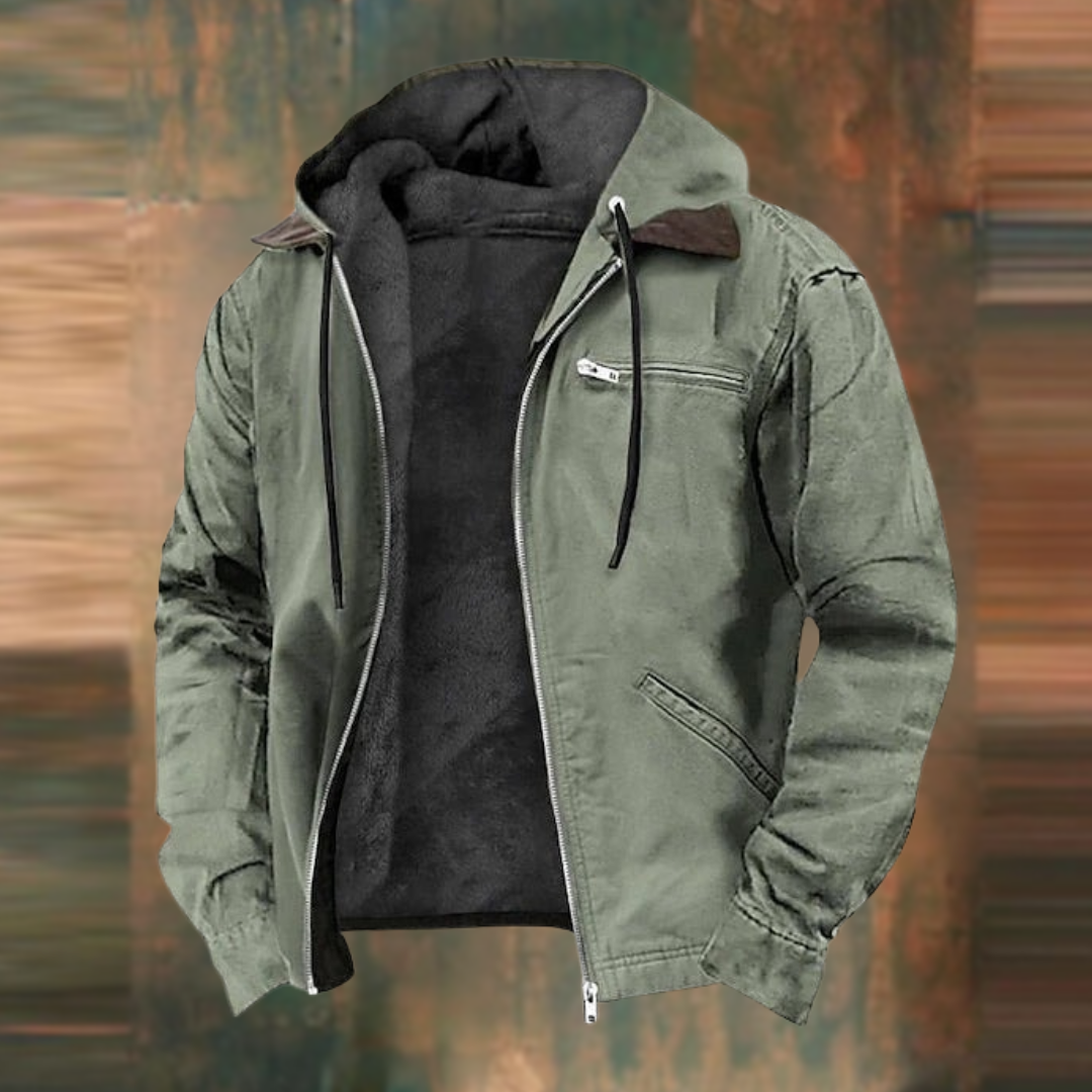 Herren-Winterjacke mit Kapuze | Reißverschluss