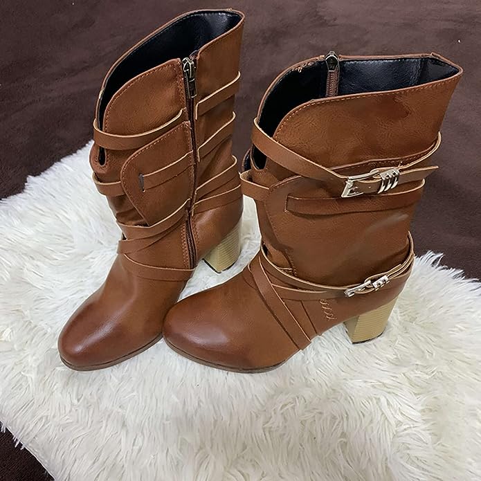 Wadenlang Winterstiefel Damen | Schnallen