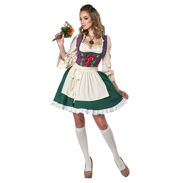 Damen Modische Lange Ärmel Oktoberfest Dirndl Kleid
