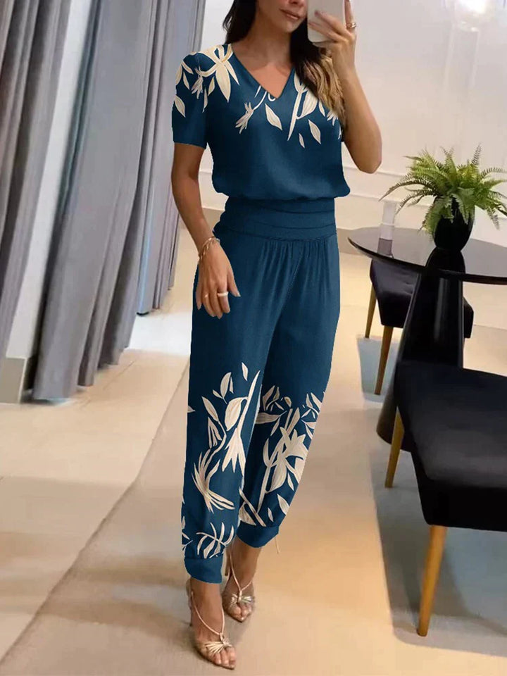 Elegantes Damen-Set | V-Ausschnitt Top und Hose