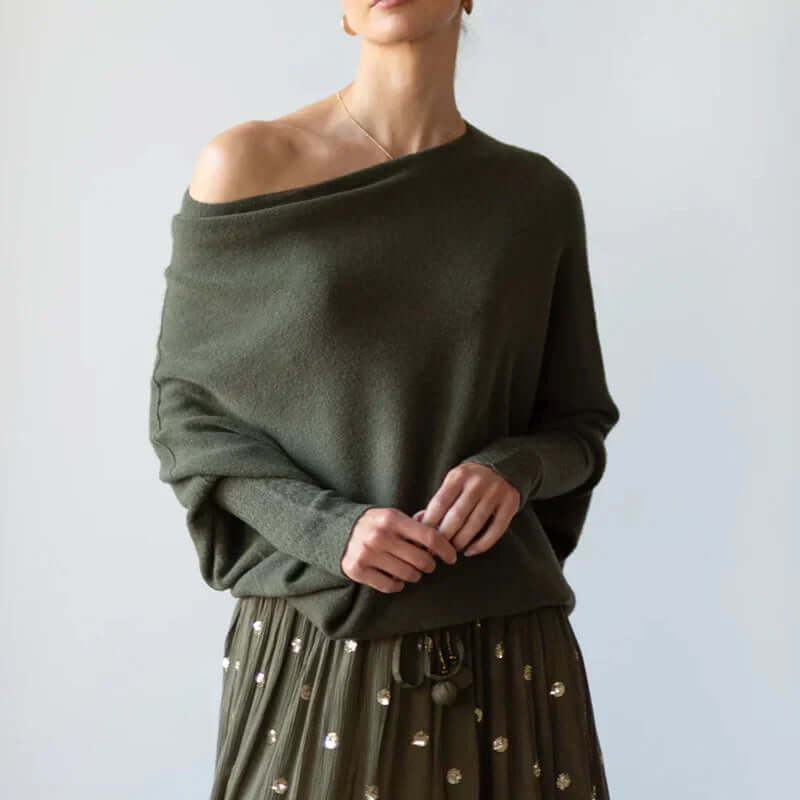 Damen Asymmetrisch Pullover | Langärmeliger