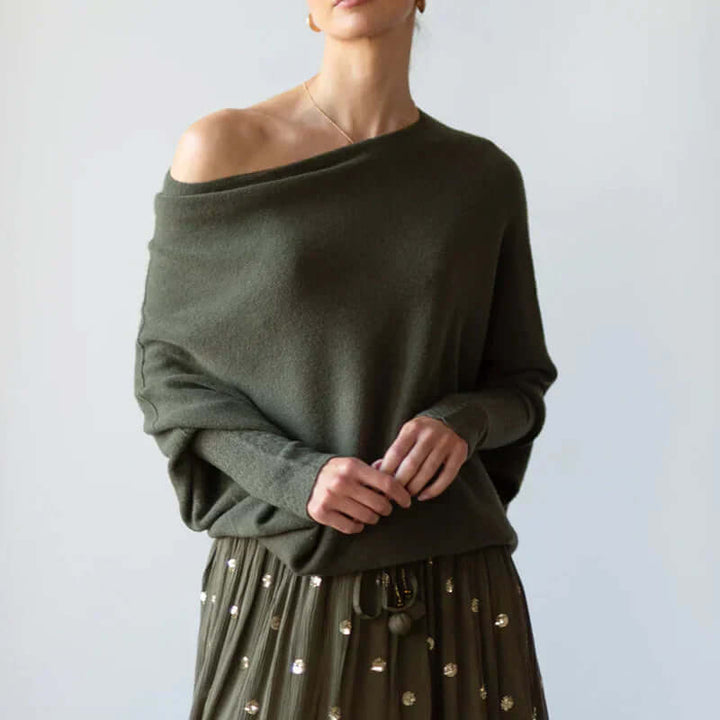 Damen Asymmetrisch Pullover | Langärmeliger