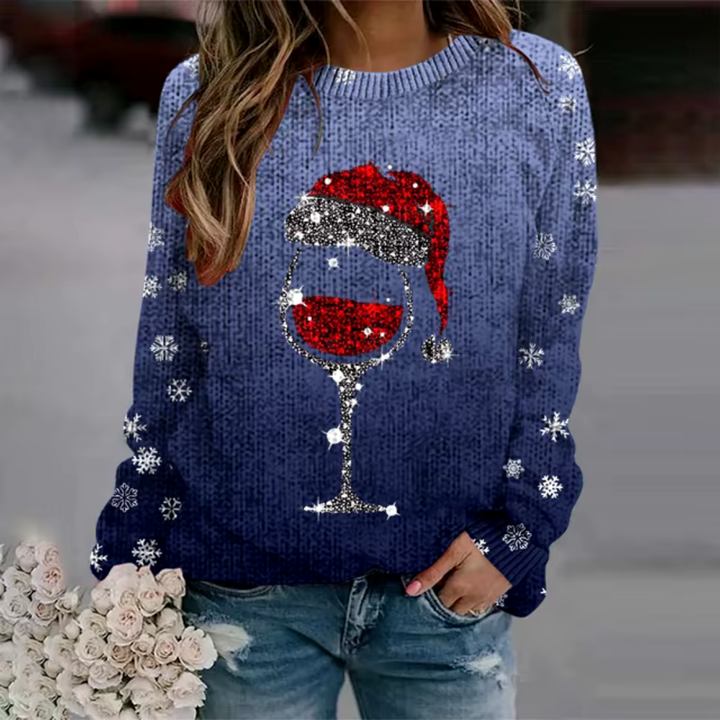 Damen Strick Weihnachten Pullover | Rundhalsausschnitt