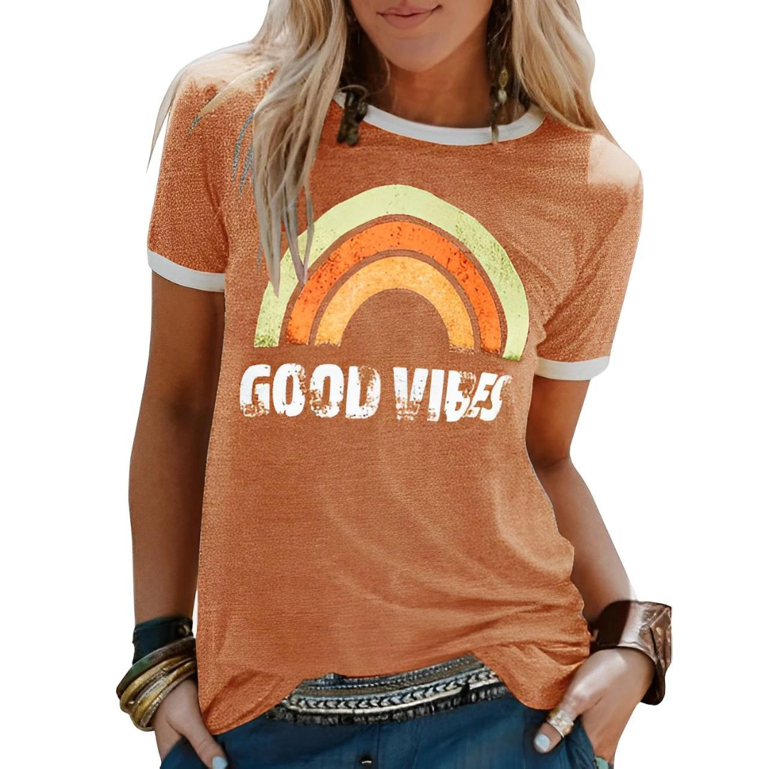 Bedrucktes Damen T-Shirt | Rundhalsausschnitt