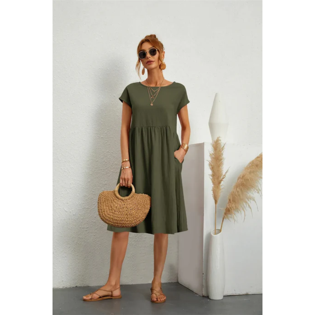 Kurzarm-Sommerkleid für Damen | Midi