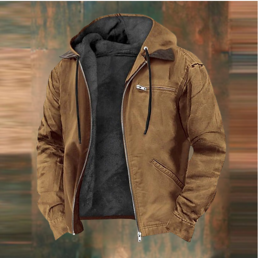 Herren-Winterjacke mit Kapuze | Reißverschluss