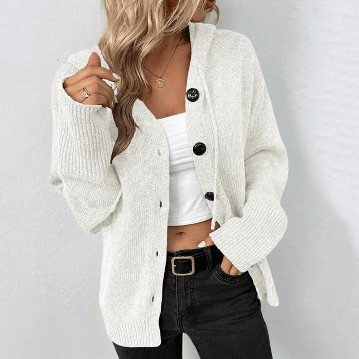 Damen Gestrickt Strickjacke | Knopf Daunen