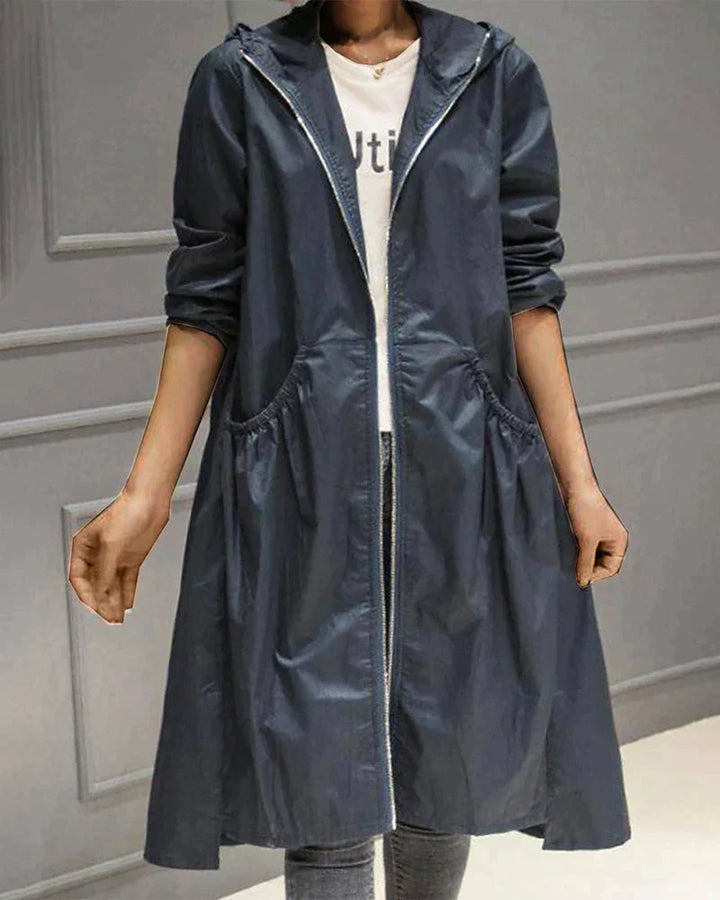 Damen-Freizeitjacke mit Kapuze und Windschutz |  Reißverschluss