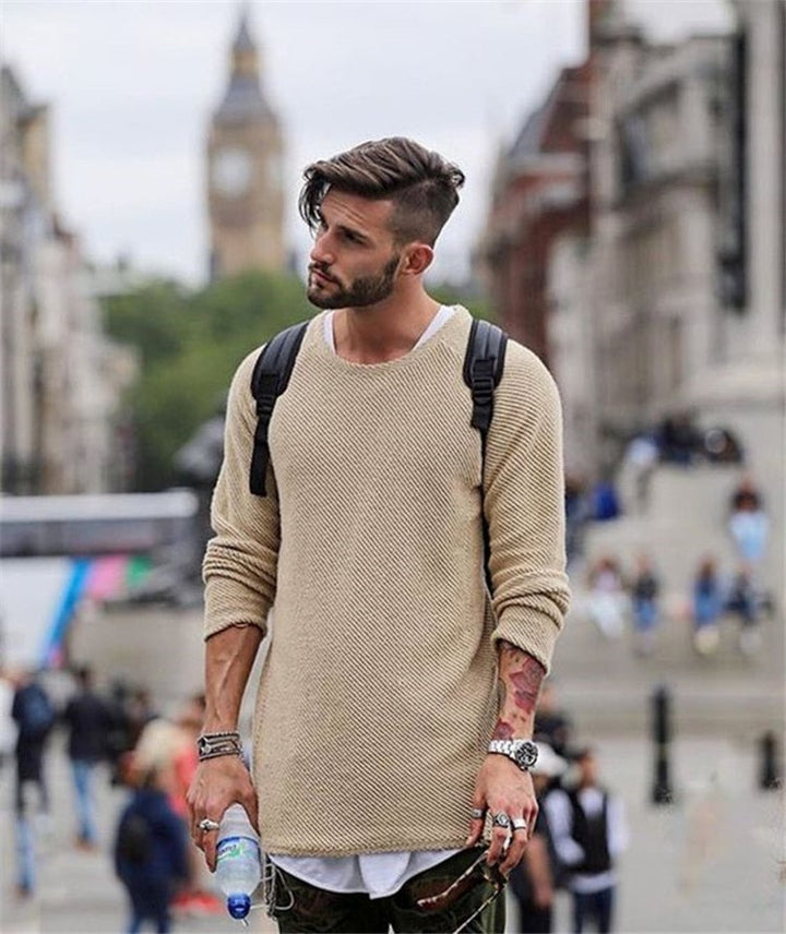Herren Lässiger Pullover aus strukturiertem Strick | Langarm