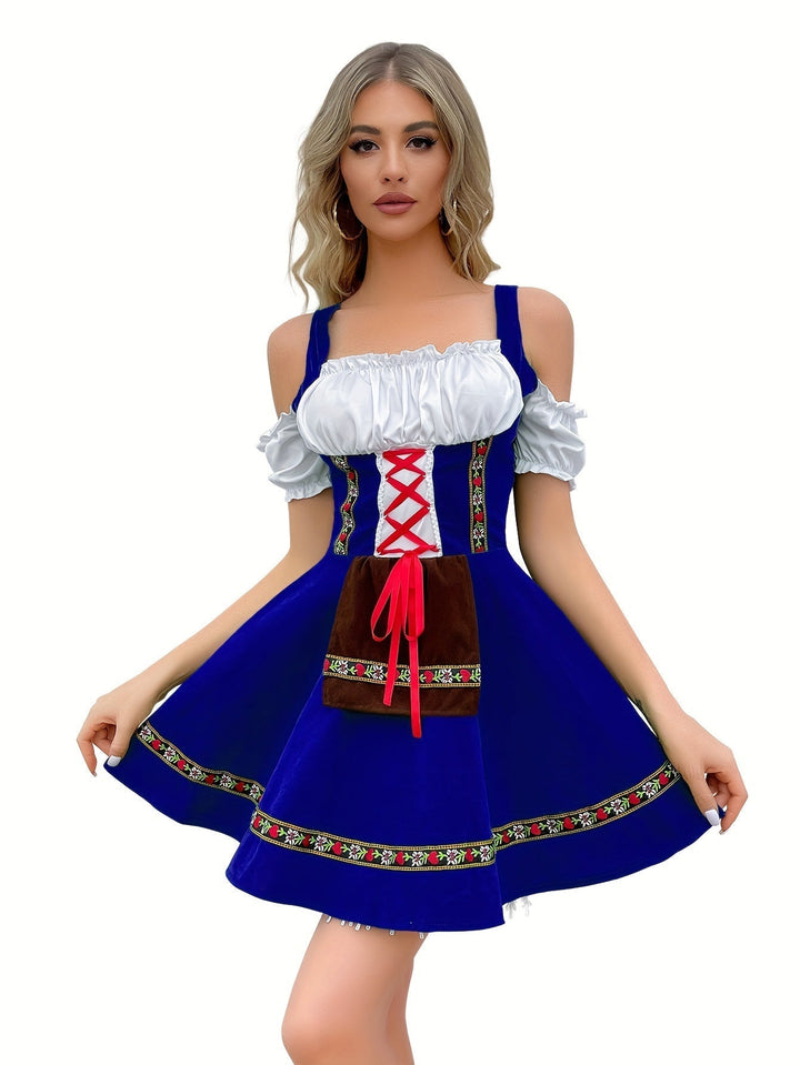 Damen Mode Kalte Schulter Oktoberfest Dirndl Kleid