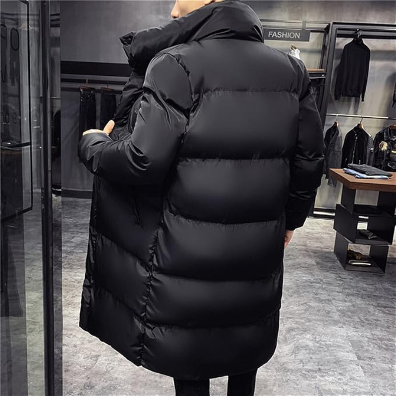 Schwarze Pufferjacke für Herren | Lang