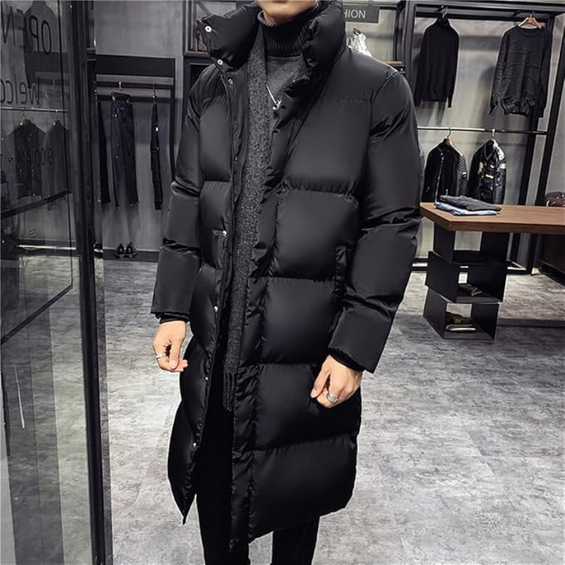 Schwarze Pufferjacke für Herren | Lang